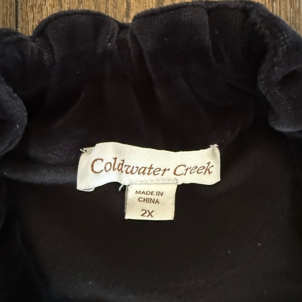 Coldwater Creek Jacket Women’s Black Velvet Full Zip Jacket SIZE 2X - Picture 5 of 11